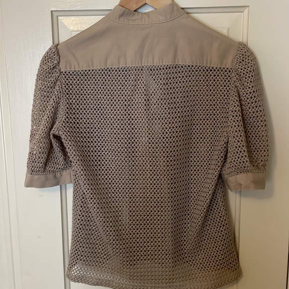 unique kappi fishnet top knit crochet top with puff sleeves union made - Picture 5 of 5